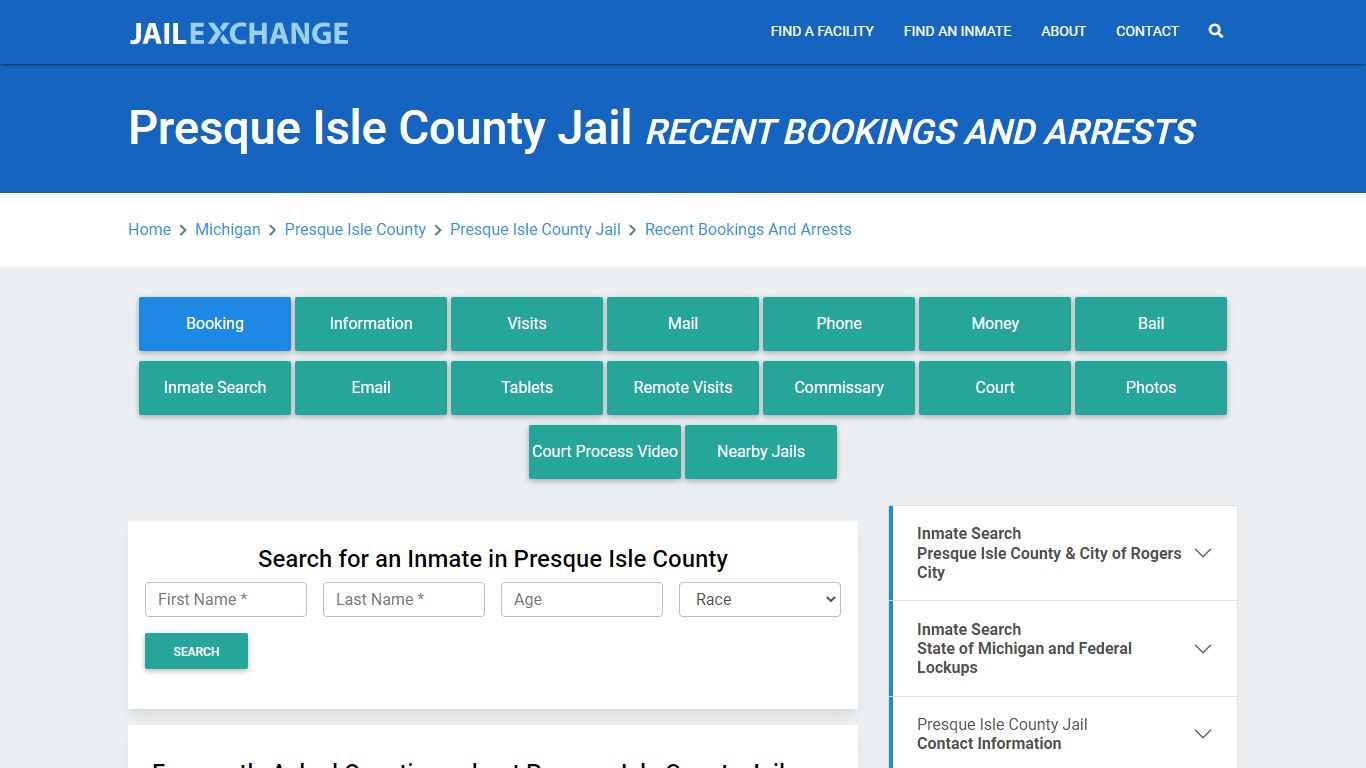 Presque Isle County Jail Recent Bookings And Arrests