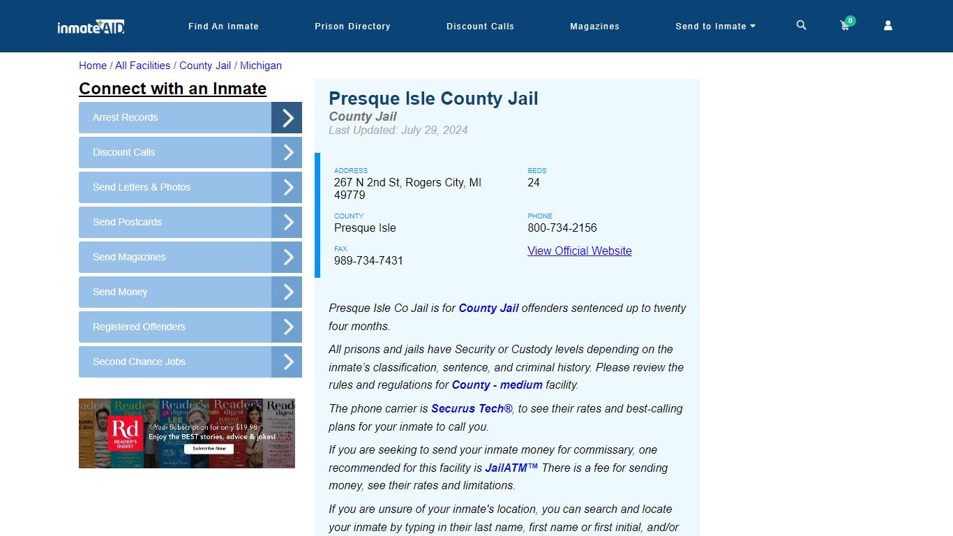 Presque Isle County Jail - Inmate Locator