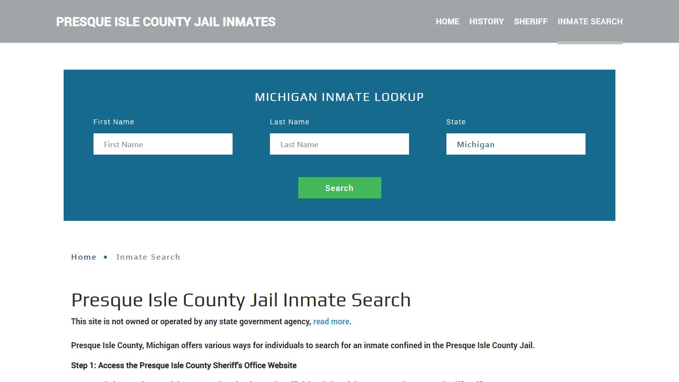 Presque Isle County, MI Detainee Lookup